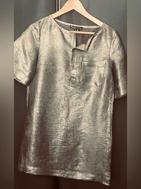 Elizabeth and James Metallic Charcoal Shell Linen Mini  Dress , look like New
